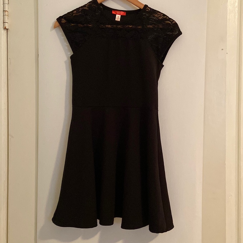 Girls Black Aqua Dress with Lace Bloomingdales Size XL